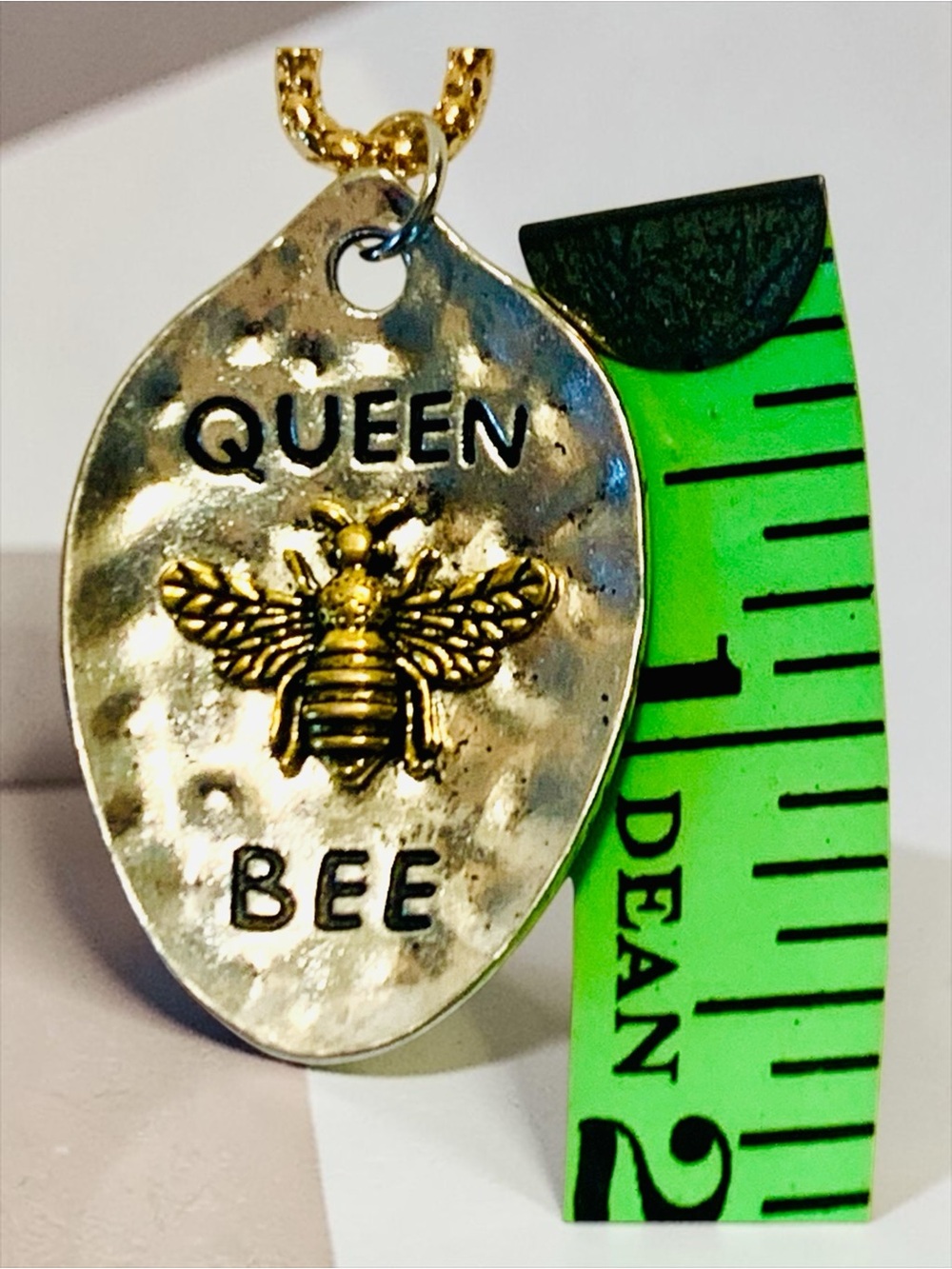 Gold & Silver Queen Bee Pendant Necklace - Women's Jewelry Handmade. - Picture 7 of 7